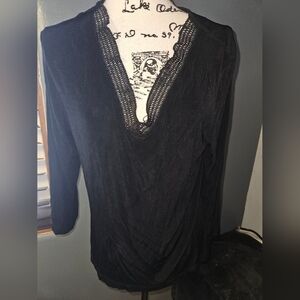 Chico's Travelers Womans Black Long Sleeve Top Size 2